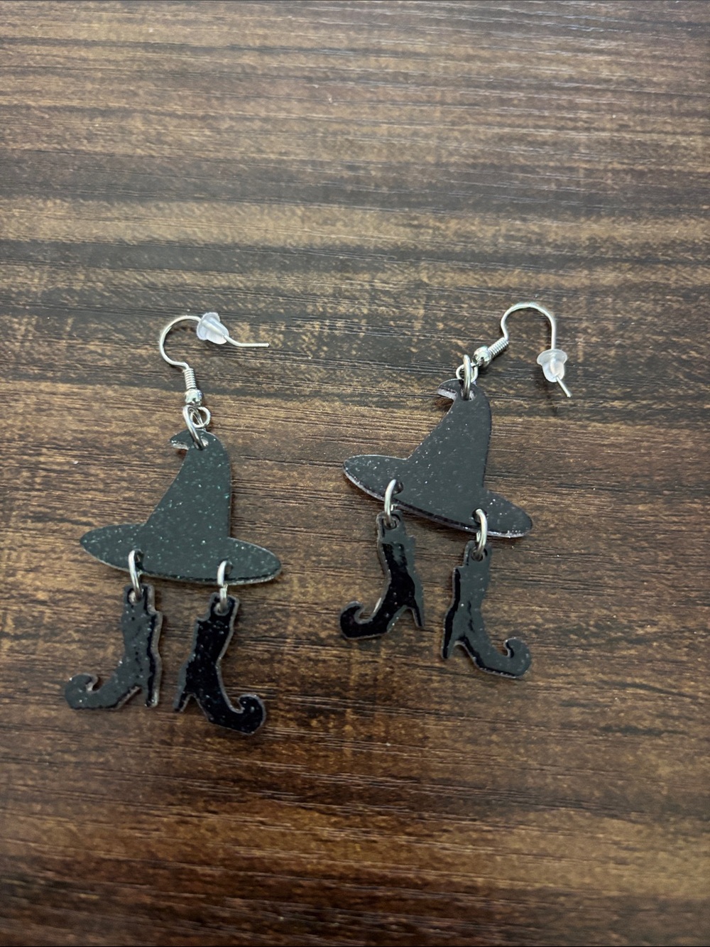 Black Witch Hat & Boots Dangle Kids Earrings